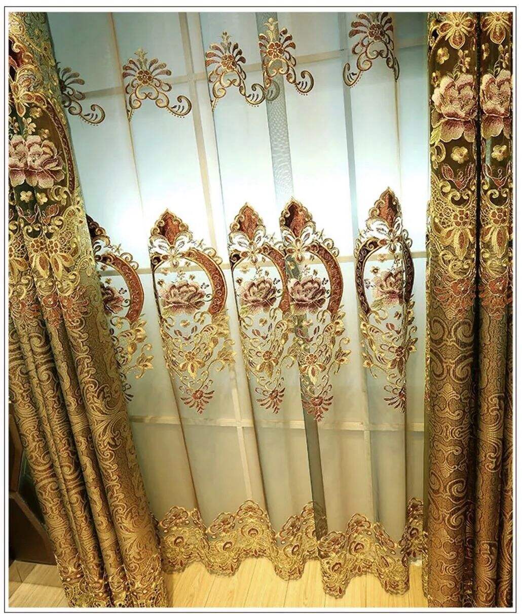 Foulola: X-2021 Series High Grade Embroidery Curtain with Sheers details