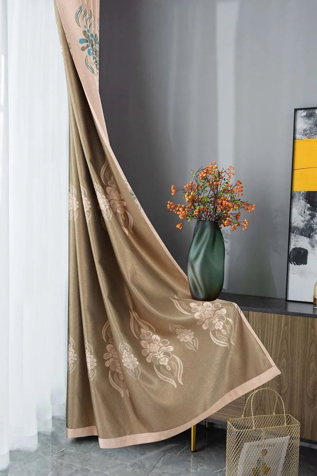 Foulola News:2.8/3.2m Width Jacquard Blackout Curtain 2201Series details