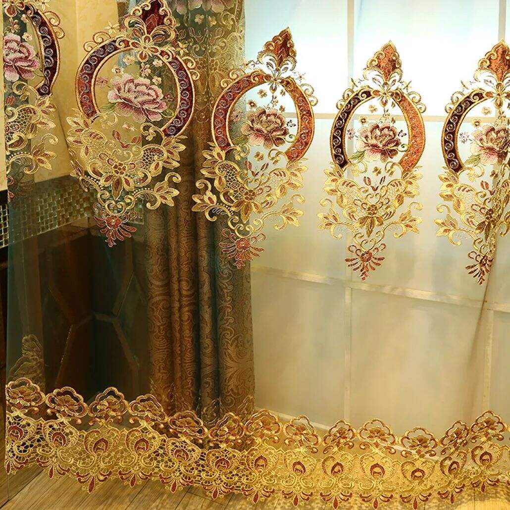 Foulola: X-2021 Series High Grade Embroidery Curtain with Sheers manufacture