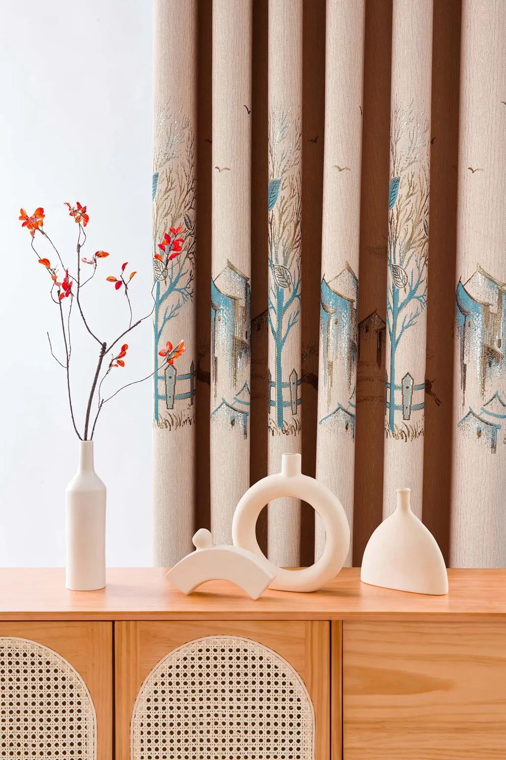 Foulola News:2.8/3.2m Width Jacquard Blackout Curtain 2201Series details