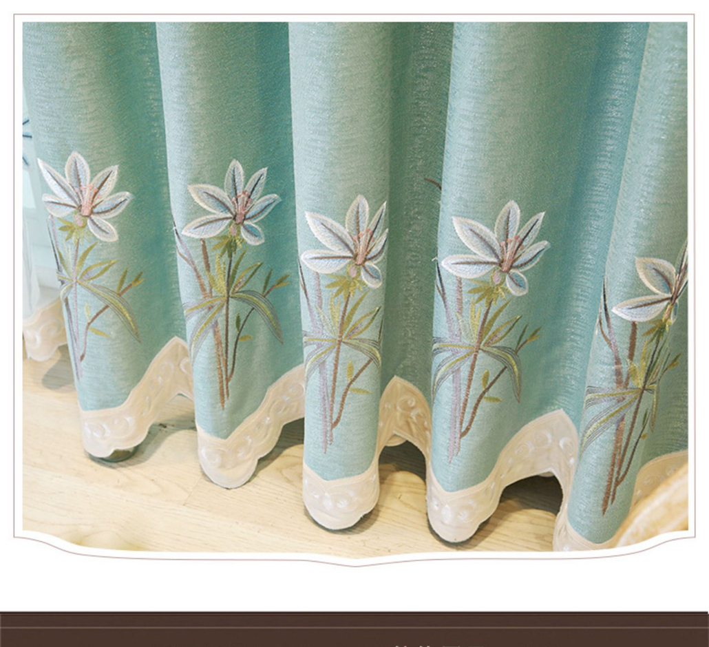 Foulola: X-2021 Series High Grade Embroidery Curtain with Sheers factory