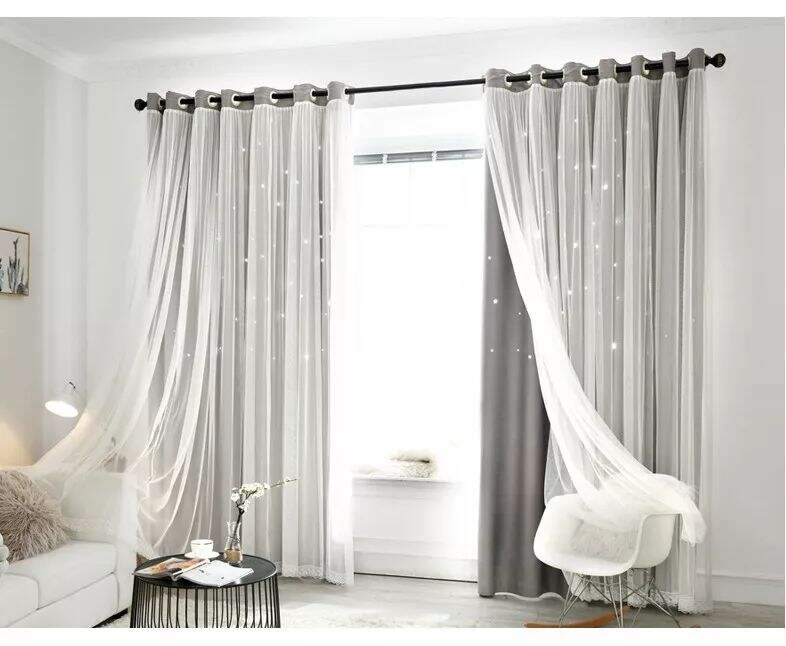 Foulola： Hot Sales Blackout Stars Curtain Fabric with Lace manufacture