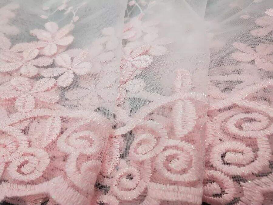 Foulola News: Romatic Flower Embroidered Milk Lace Curtain factory