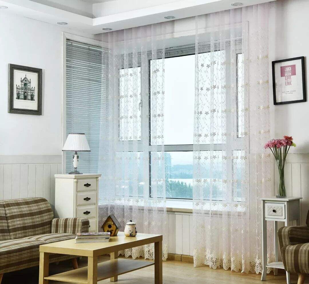 Foulola News: Romatic Flower Embroidered Milk Lace Curtain manufacture