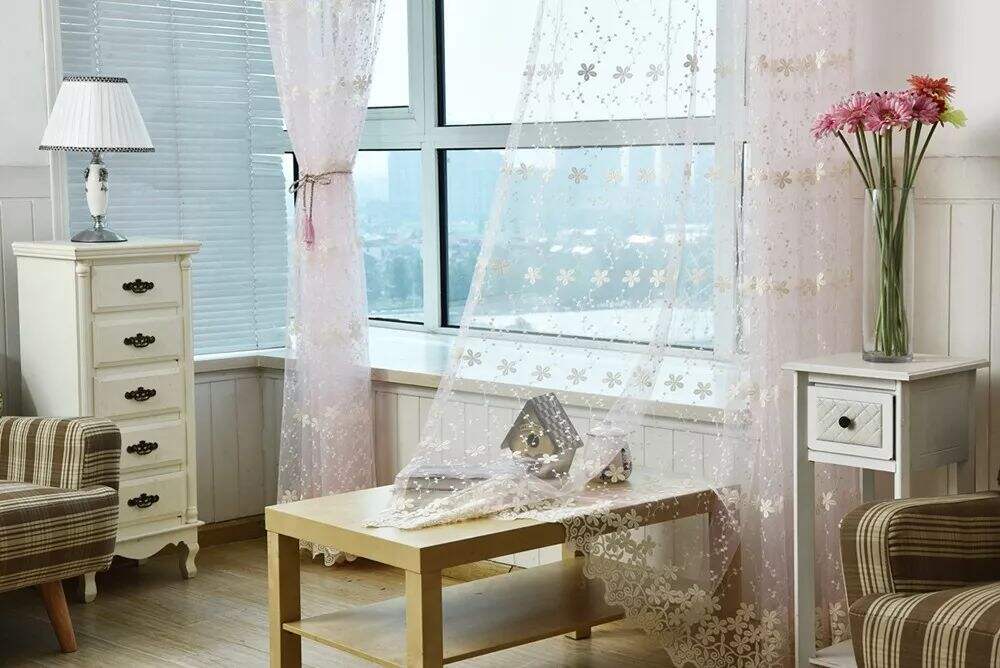Foulola News: Romatic Flower Embroidered Milk Lace Curtain supplier