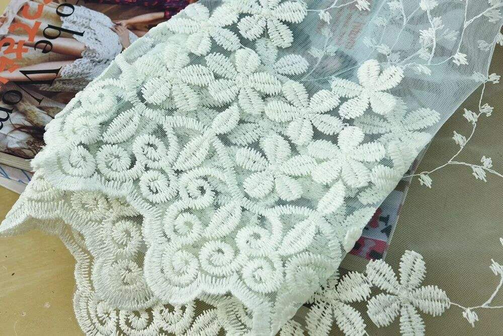 Foulola News: Romatic Flower Embroidered Milk Lace Curtain details