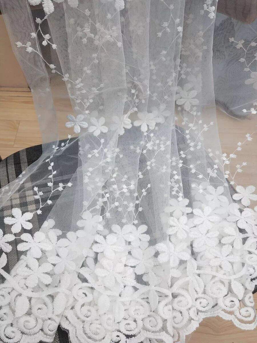 Foulola News: Romatic Flower Embroidered Milk Lace Curtain factory