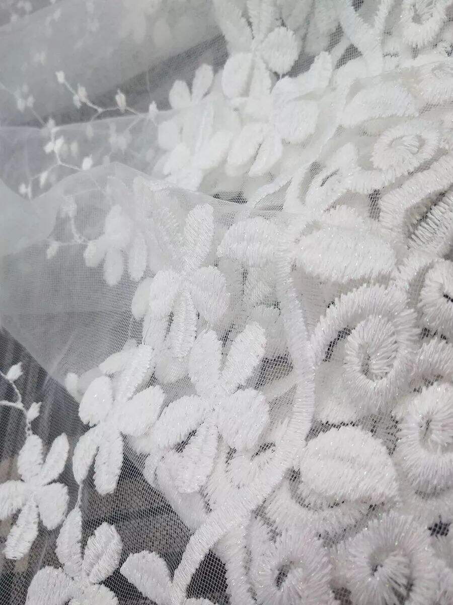 Foulola News: Romatic Flower Embroidered Milk Lace Curtain factory