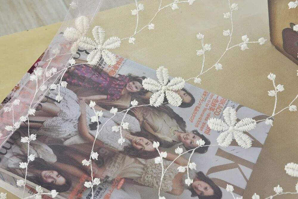 Foulola News: Romatic Flower Embroidered Milk Lace Curtain details