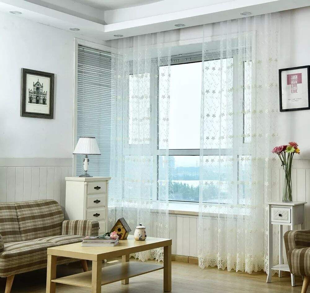Foulola News: Romatic Flower Embroidered Milk Lace Curtain factory