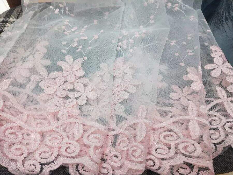 Foulola News: Romatic Flower Embroidered Milk Lace Curtain details