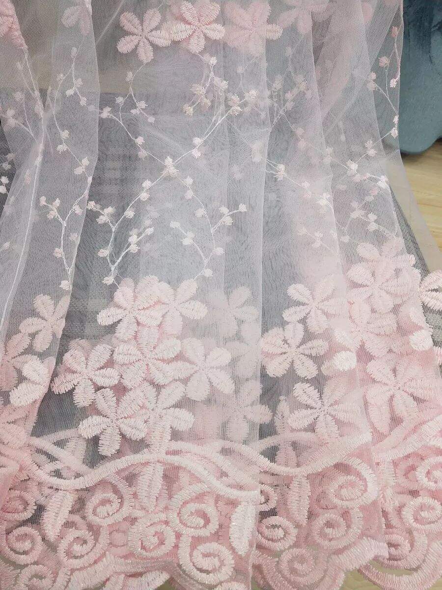 Foulola News: Romatic Flower Embroidered Milk Lace Curtain manufacture