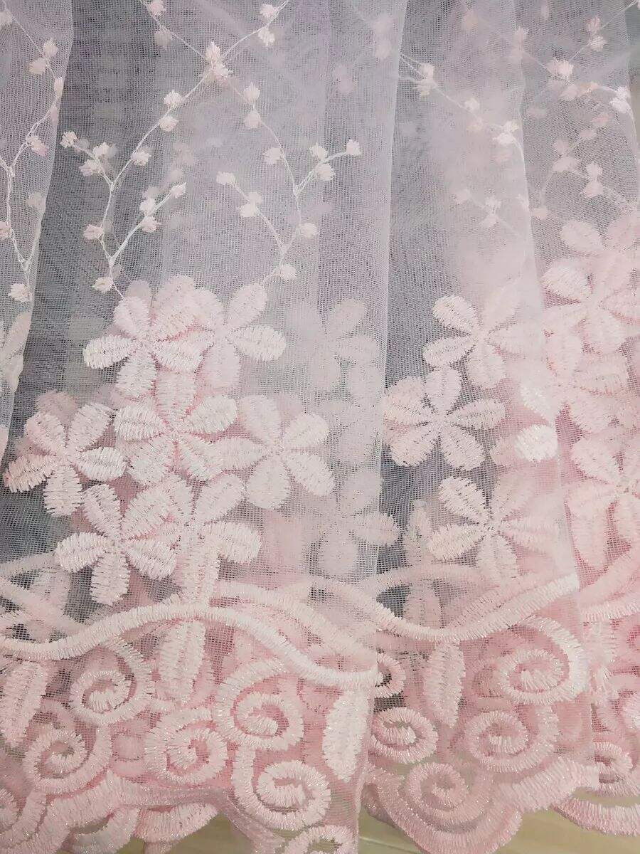 Foulola News: Romatic Flower Embroidered Milk Lace Curtain factory