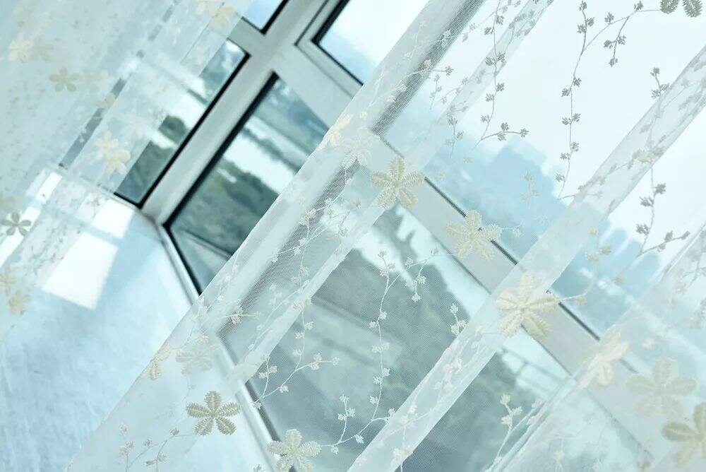 Foulola News: Romatic Flower Embroidered Milk Lace Curtain factory
