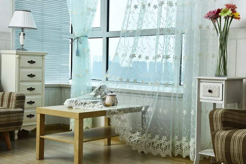 Foulola News: Romatic Flower Embroidered Milk Lace Curtain manufacture