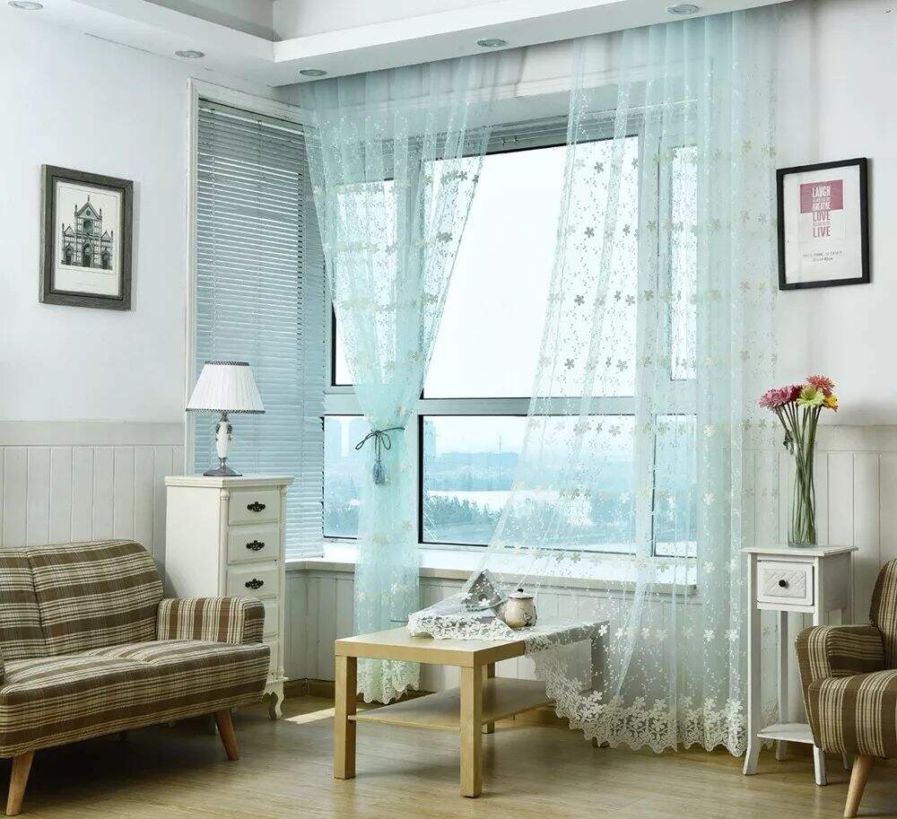 Foulola News: Romatic Flower Embroidered Milk Lace Curtain factory