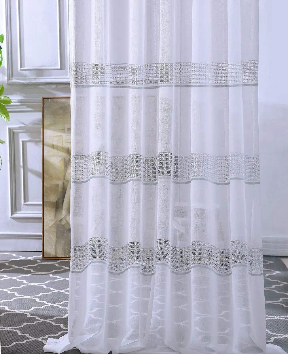 Foulola News: 2029# Series Jacquard Stripe Style Linen Sheer factory