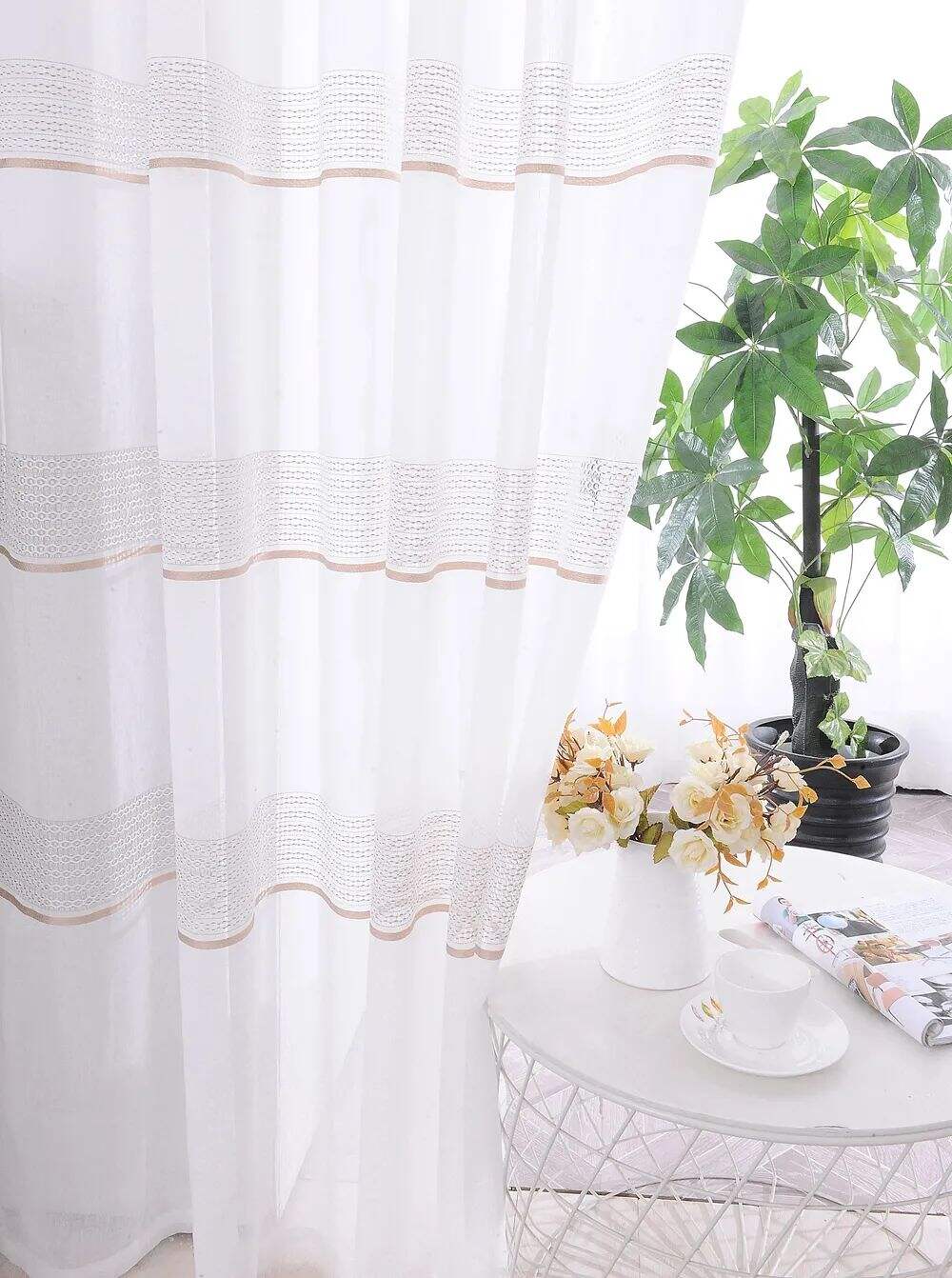Foulola News: 2029# Series Jacquard Stripe Style Linen Sheer manufacture