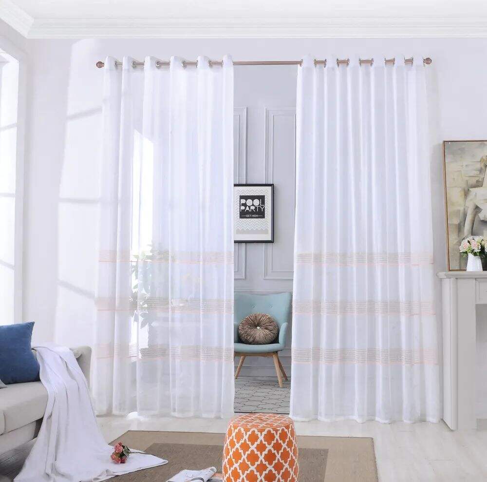 Foulola News: 2029# Series Jacquard Stripe Style Linen Sheer supplier