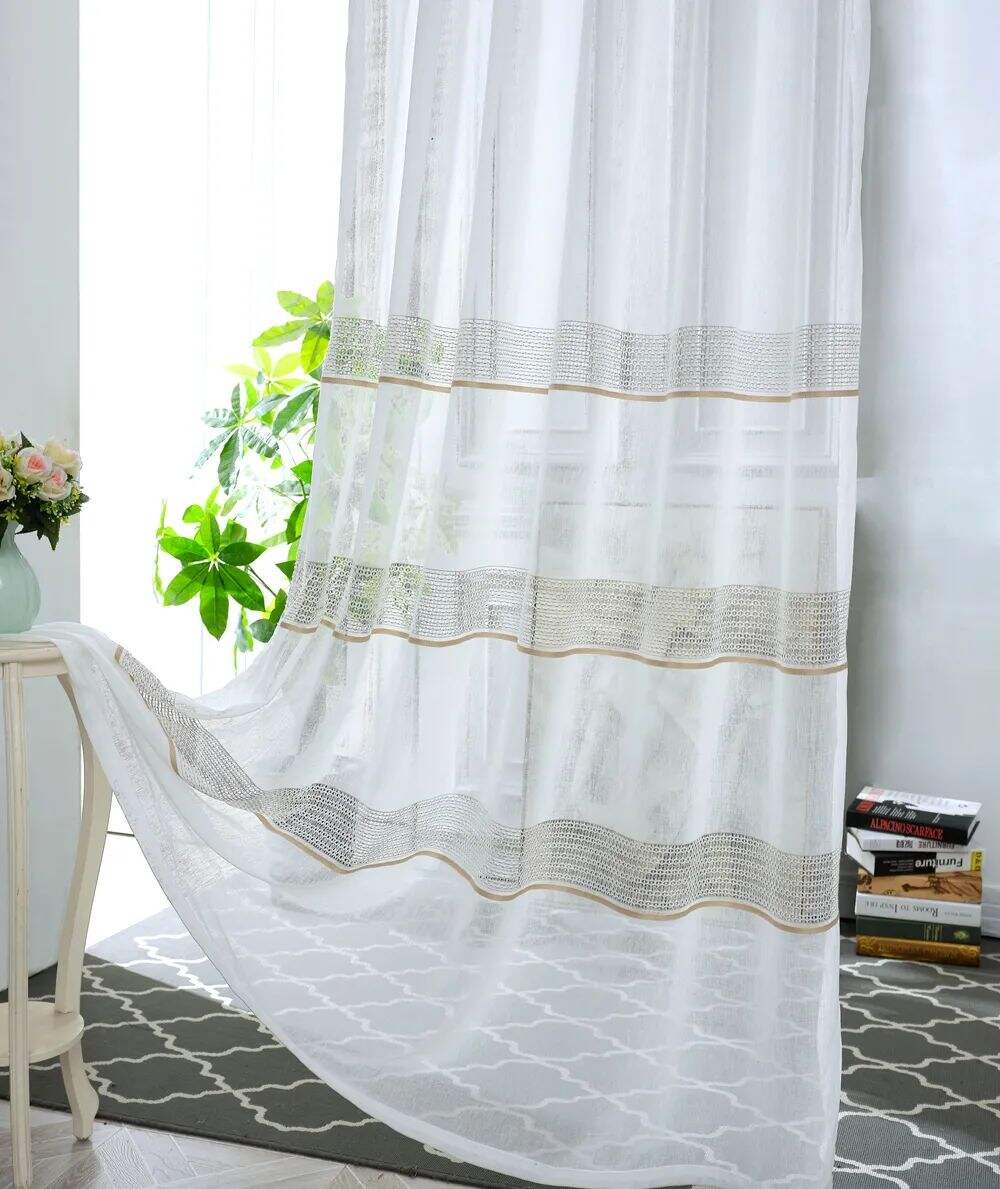 Foulola News: 2029# Series Jacquard Stripe Style Linen Sheer factory