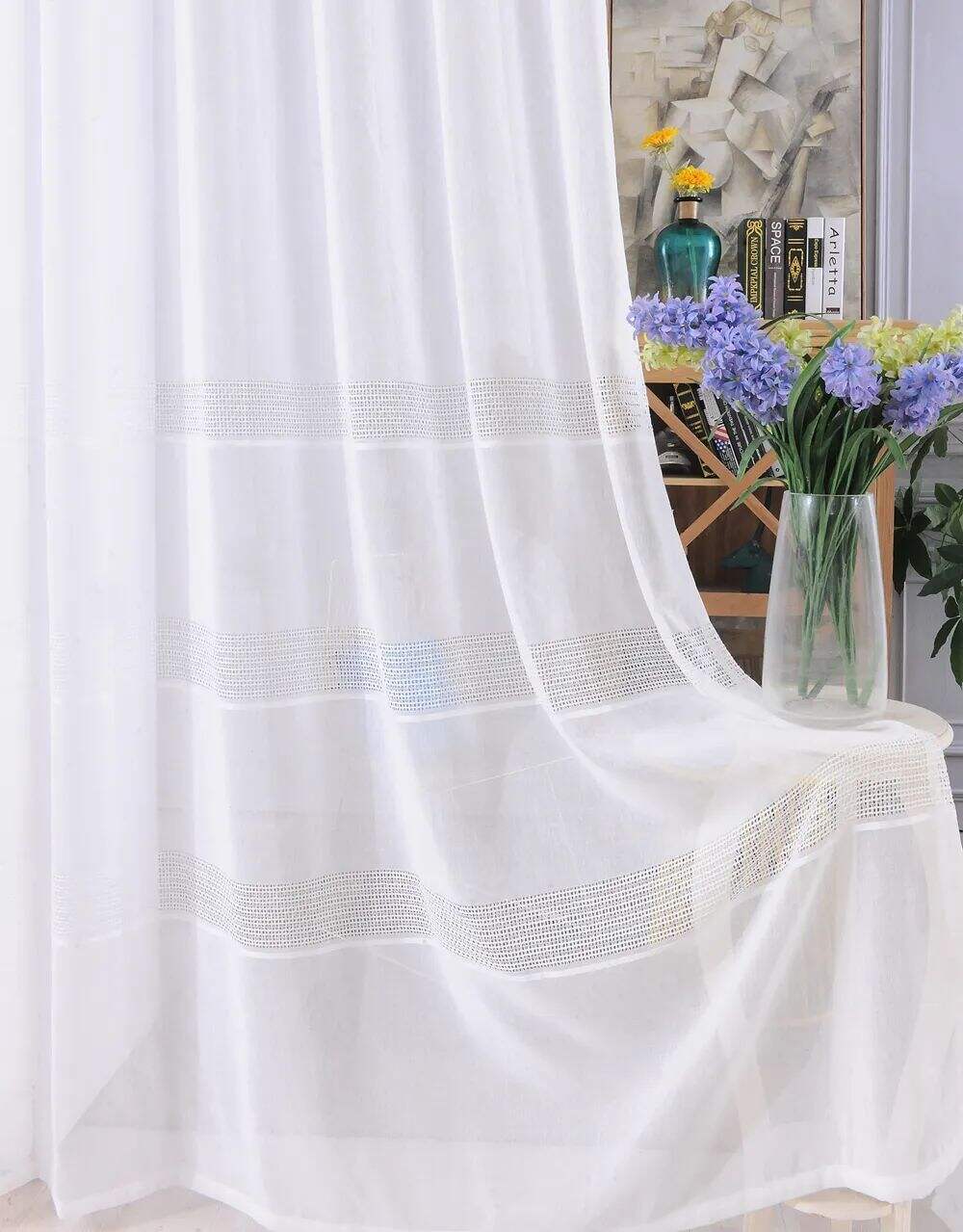 Foulola News: 2029# Series Jacquard Stripe Style Linen Sheer supplier