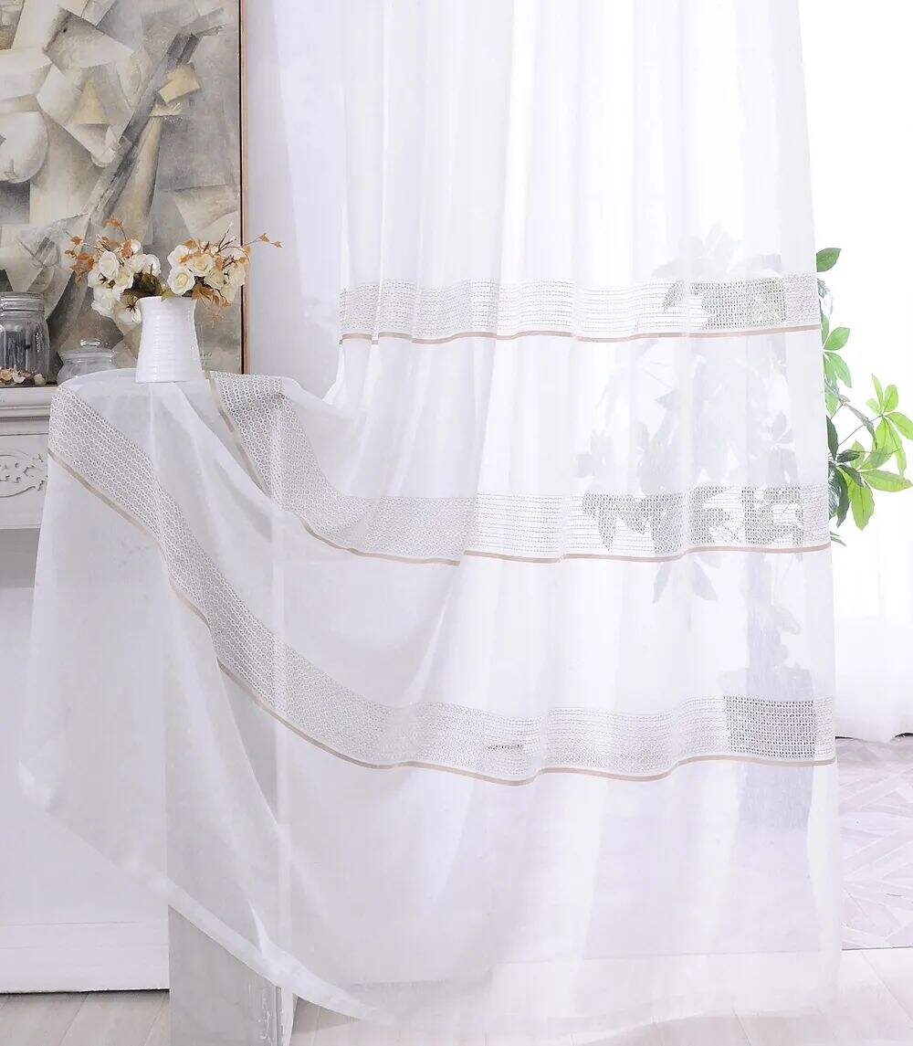 Foulola News: 2029# Series Jacquard Stripe Style Linen Sheer details