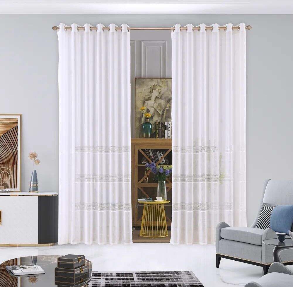 Foulola News: 2029# Series Jacquard Stripe Style Linen Sheer supplier