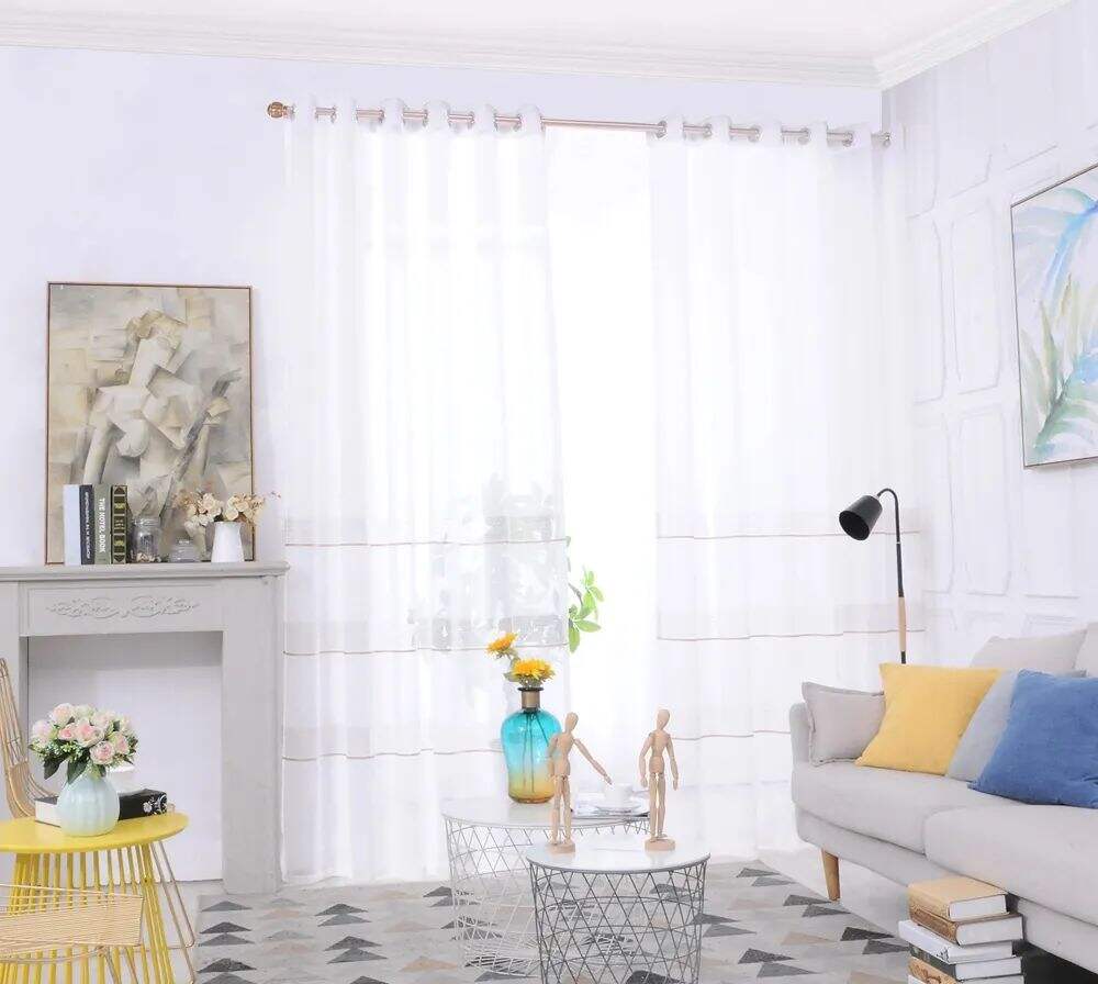 Foulola News: 2029# Series Jacquard Stripe Style Linen Sheer details