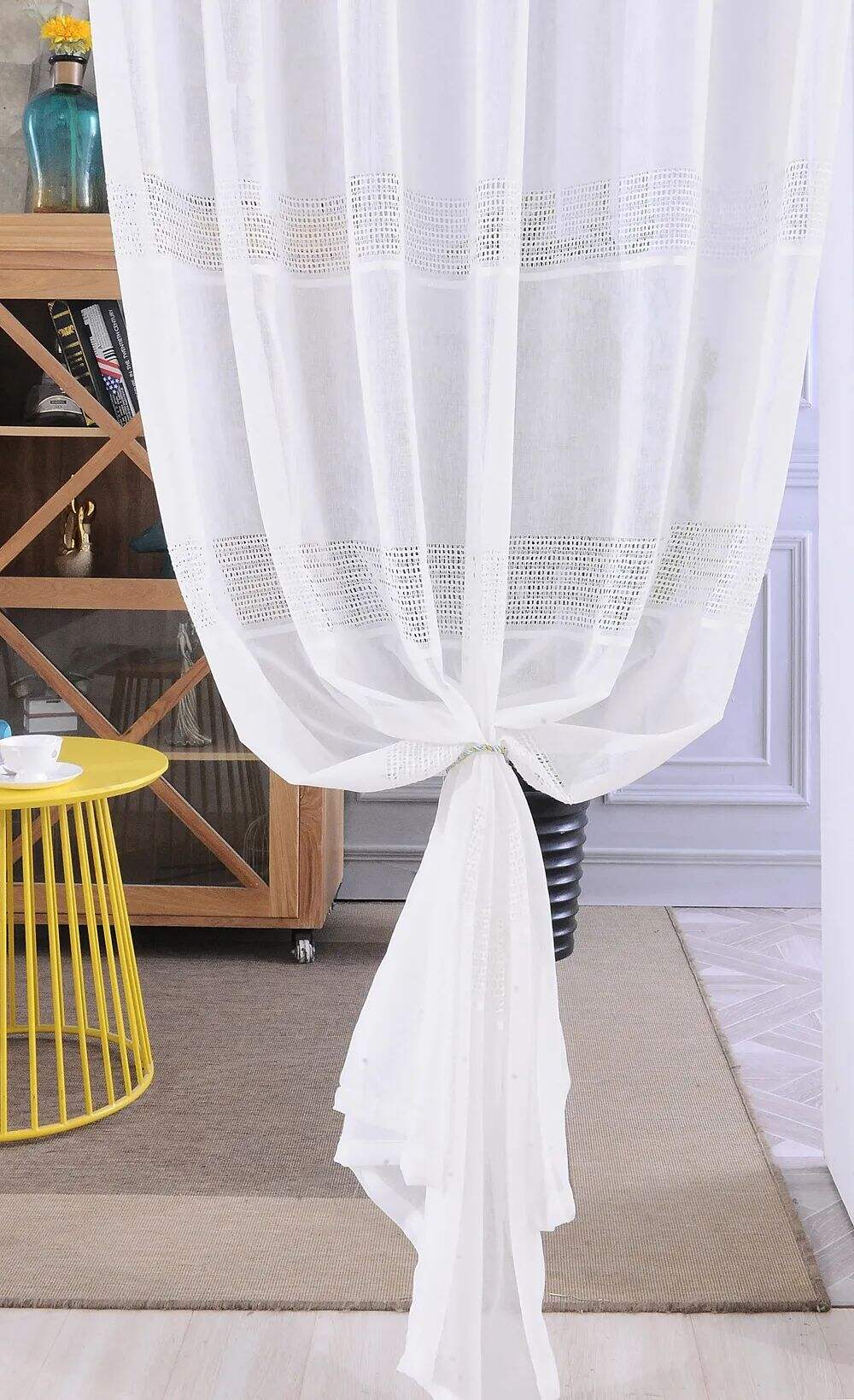 Foulola News: 2029# Series Jacquard Stripe Style Linen Sheer supplier