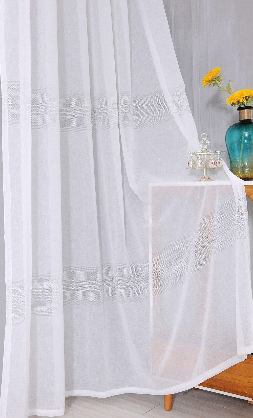 Foulola News: 2029# Series Jacquard Stripe Style Linen Sheer manufacture