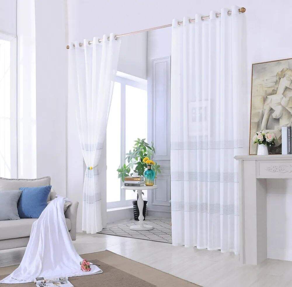 Foulola News: 2029# Series Jacquard Stripe Style Linen Sheer factory