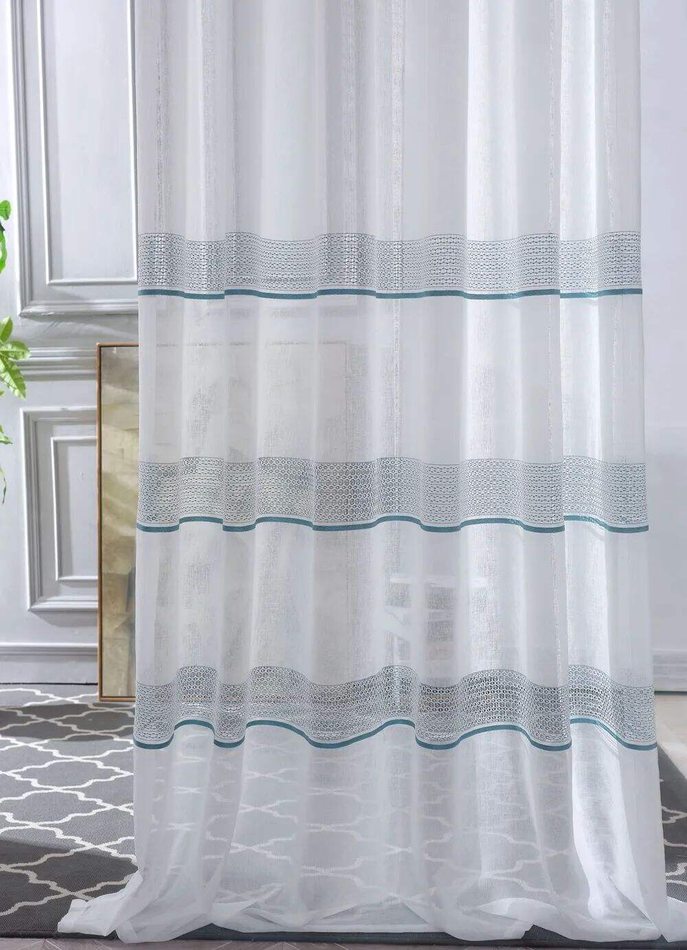 Foulola News: 2029# Series Jacquard Stripe Style Linen Sheer factory