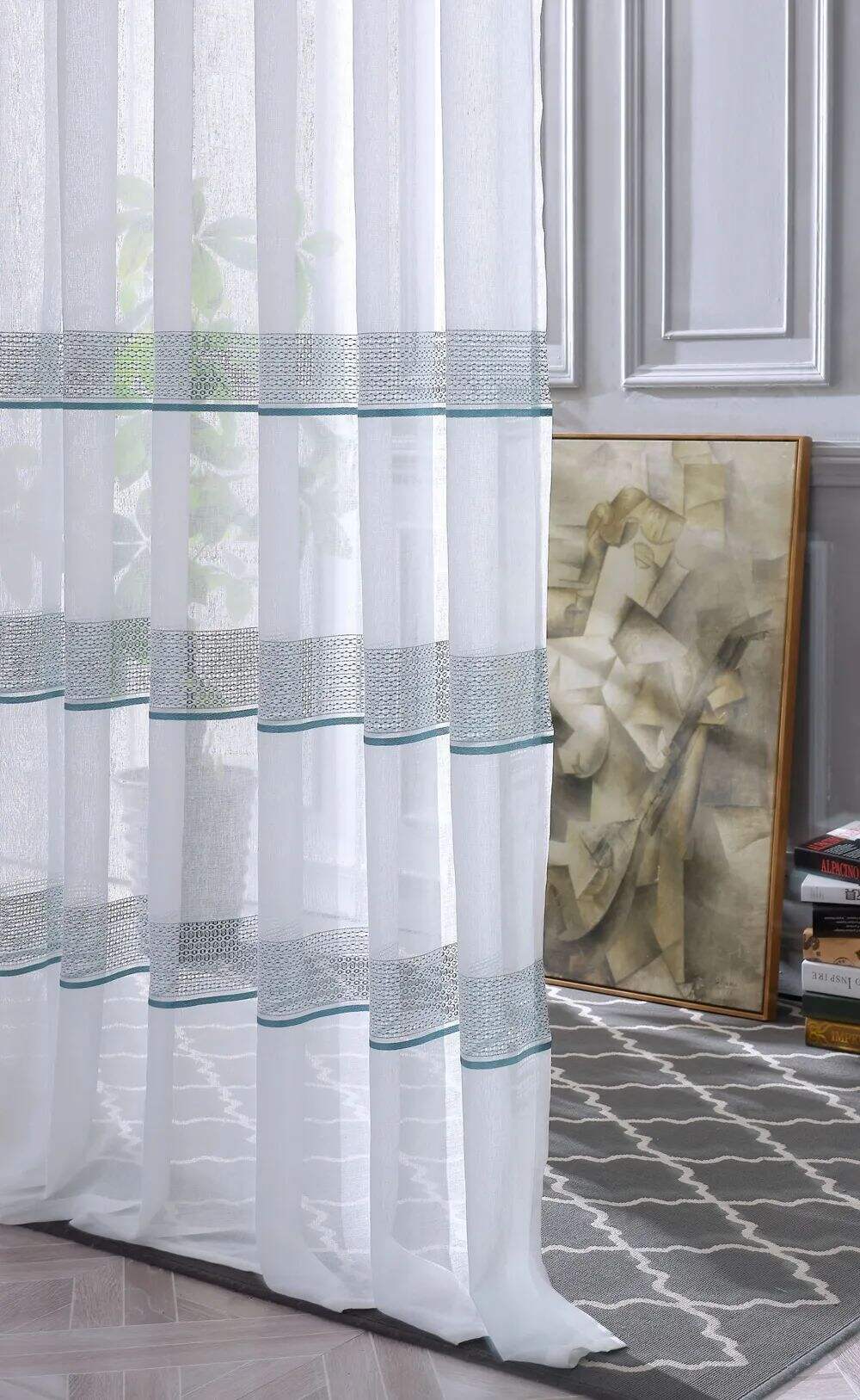 Foulola News: 2029# Series Jacquard Stripe Style Linen Sheer manufacture