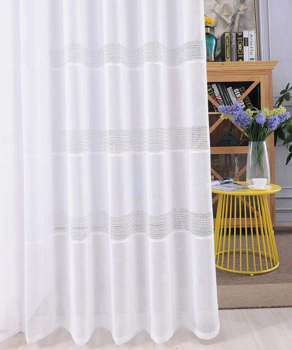 Foulola News: 2029# Series Jacquard Stripe Style Linen Sheer details