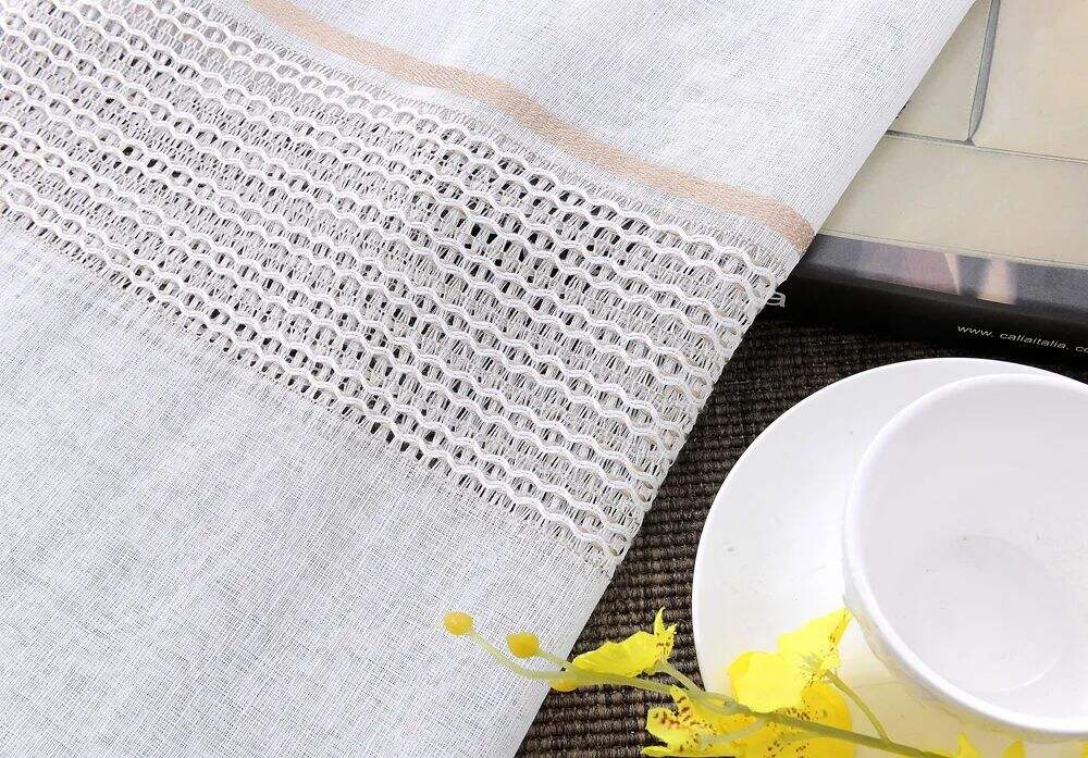 Foulola News: 2029# Series Jacquard Stripe Style Linen Sheer details