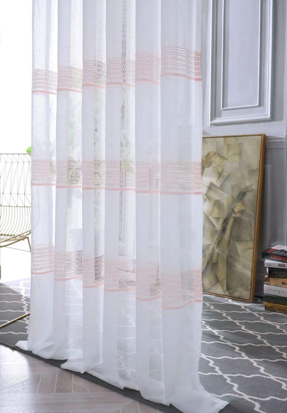 Foulola News: 2029# Series Jacquard Stripe Style Linen Sheer supplier