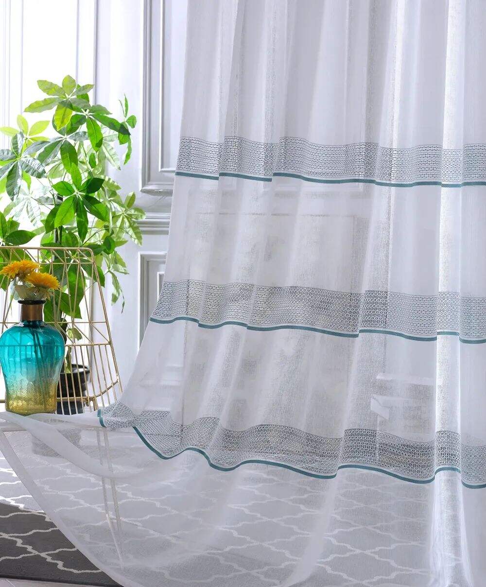 Foulola News: 2029# Series Jacquard Stripe Style Linen Sheer details