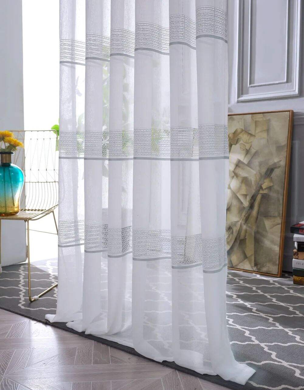 Foulola News: 2029# Series Jacquard Stripe Style Linen Sheer manufacture