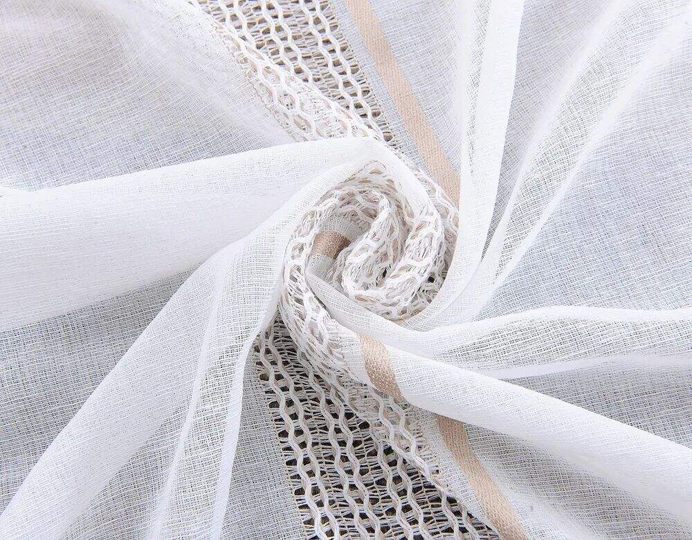 Foulola News: 2029# Series Jacquard Stripe Style Linen Sheer details