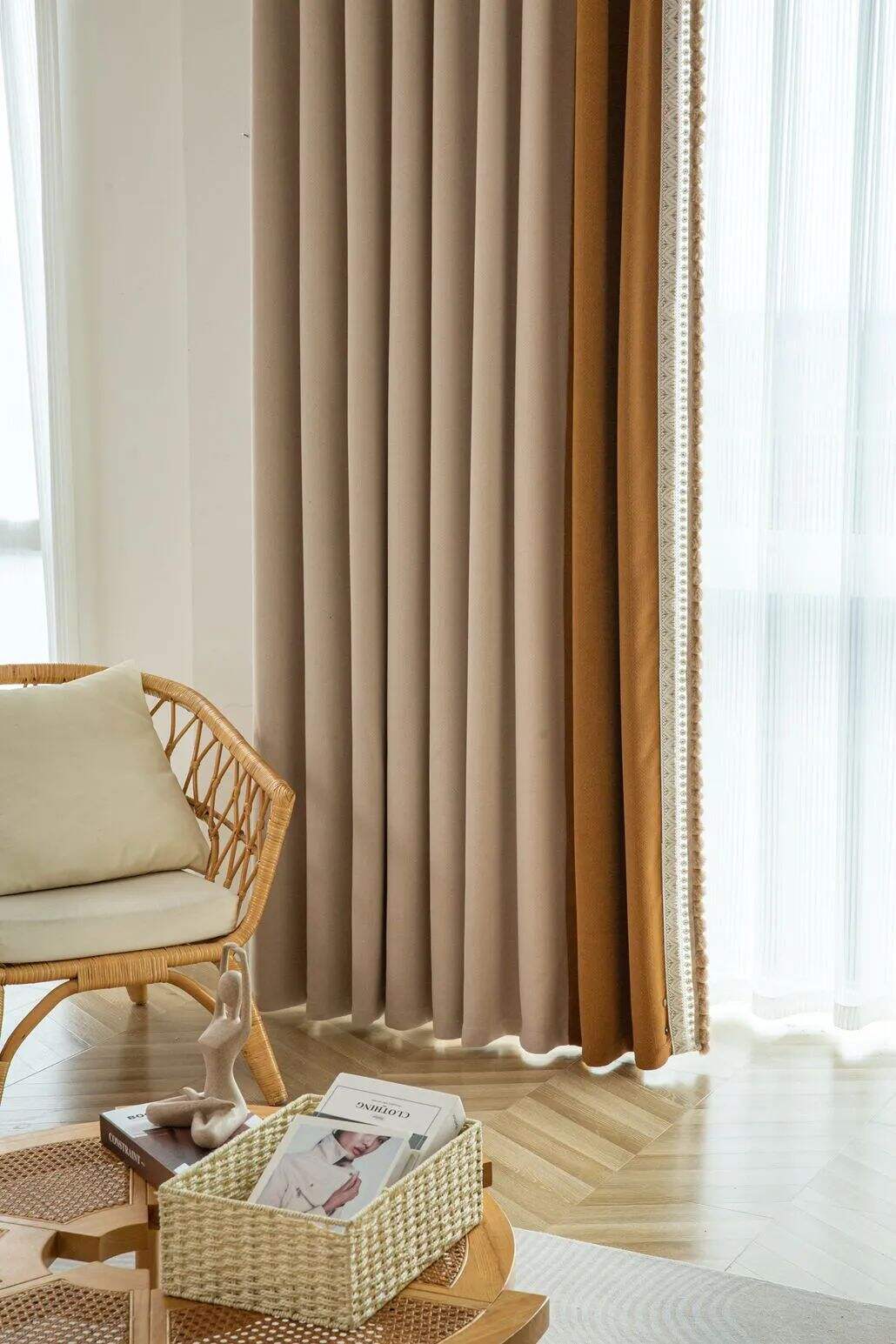 Foulola News:SFL2216# Luxury Jacquard Linen Style Curtain Fabric details