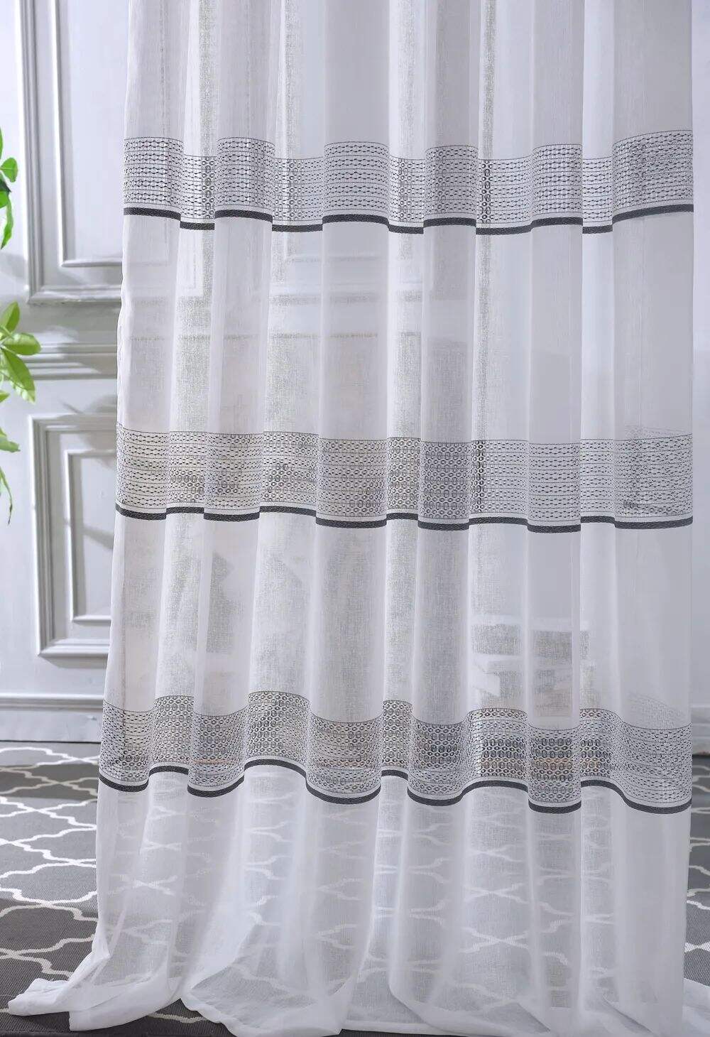 Foulola News: 2029# Series Jacquard Stripe Style Linen Sheer supplier