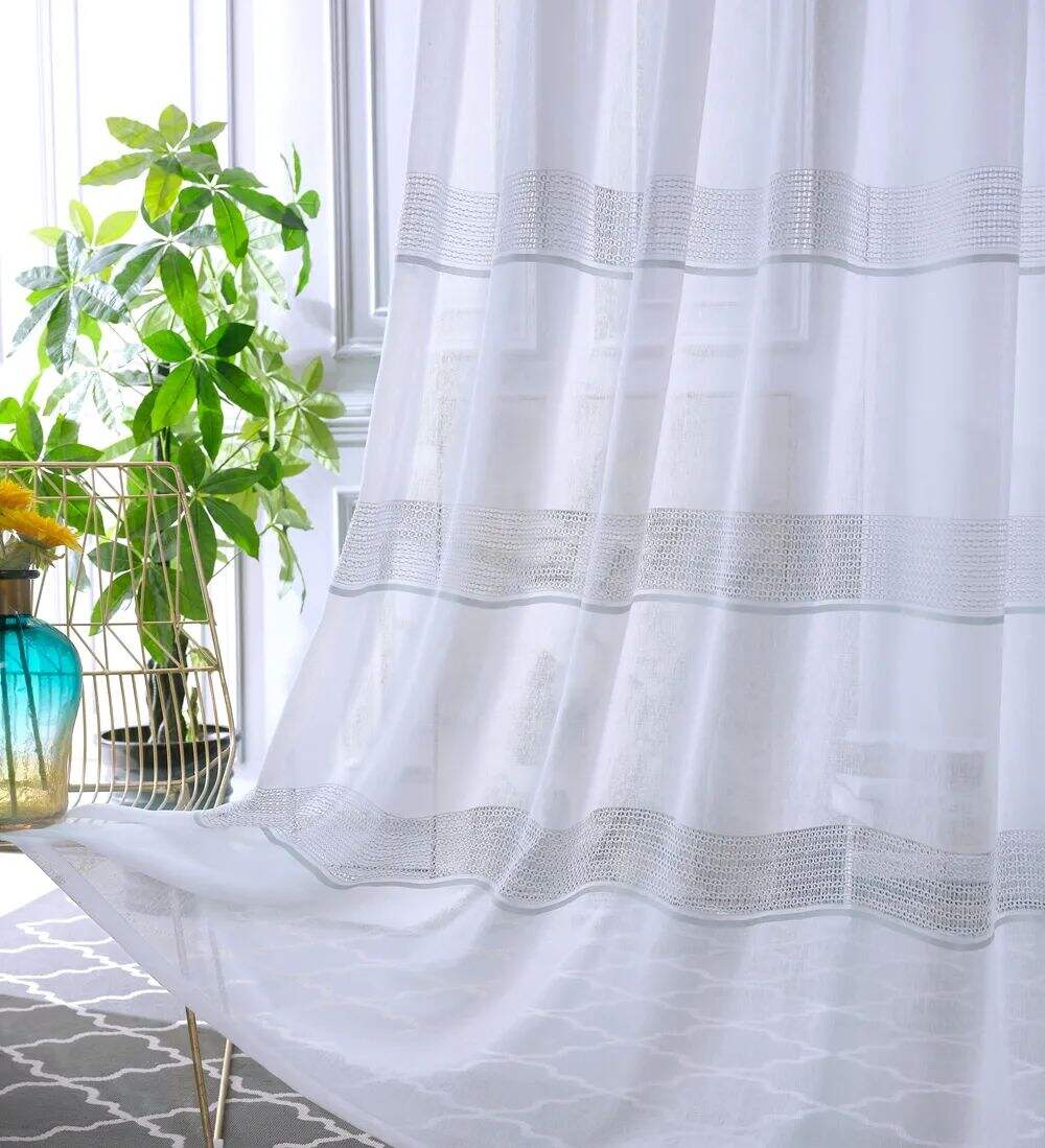 Foulola News: 2029# Series Jacquard Stripe Style Linen Sheer details