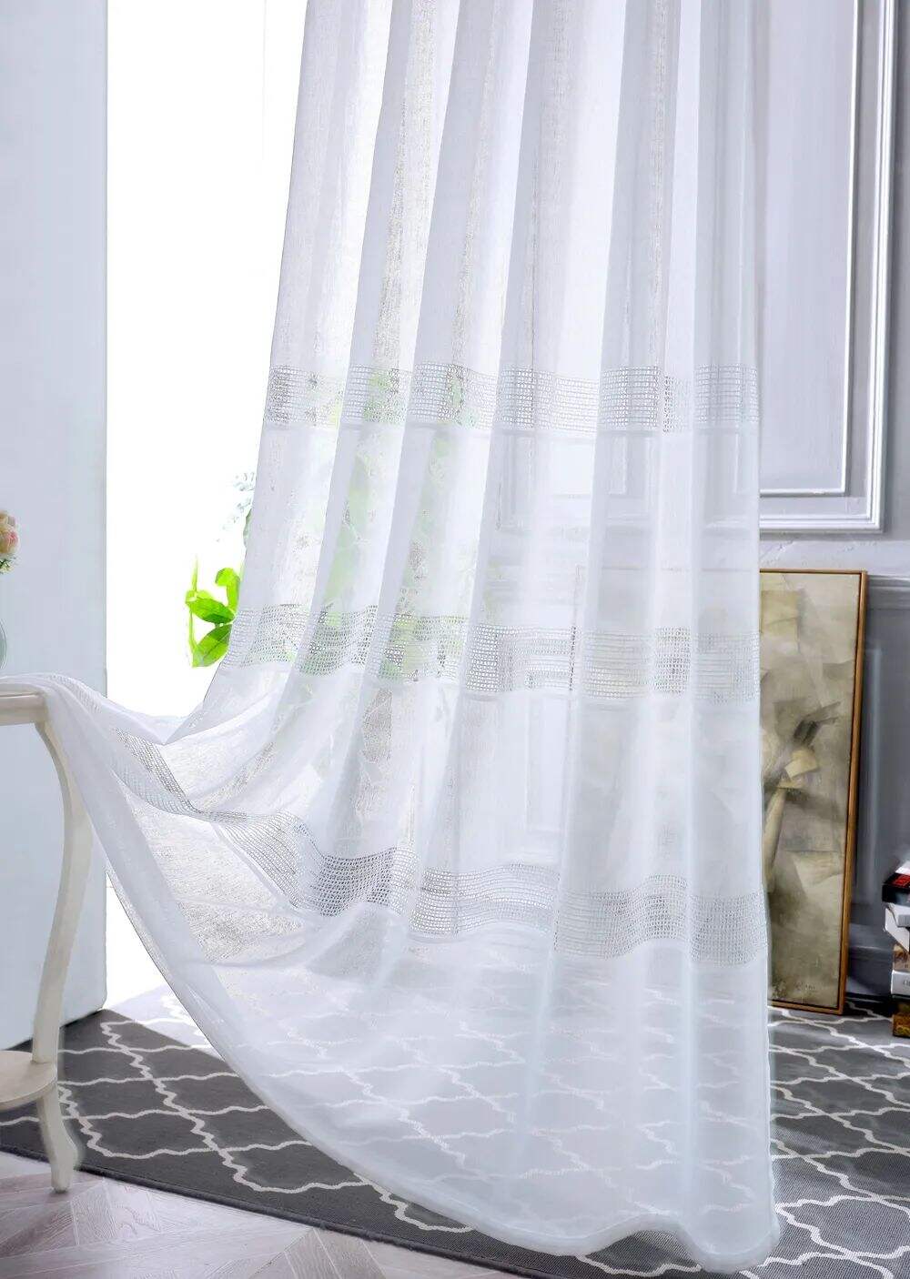 Foulola News: 2029# Series Jacquard Stripe Style Linen Sheer manufacture