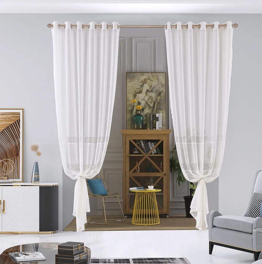 Foulola News: 2029# Series Jacquard Stripe Style Linen Sheer supplier