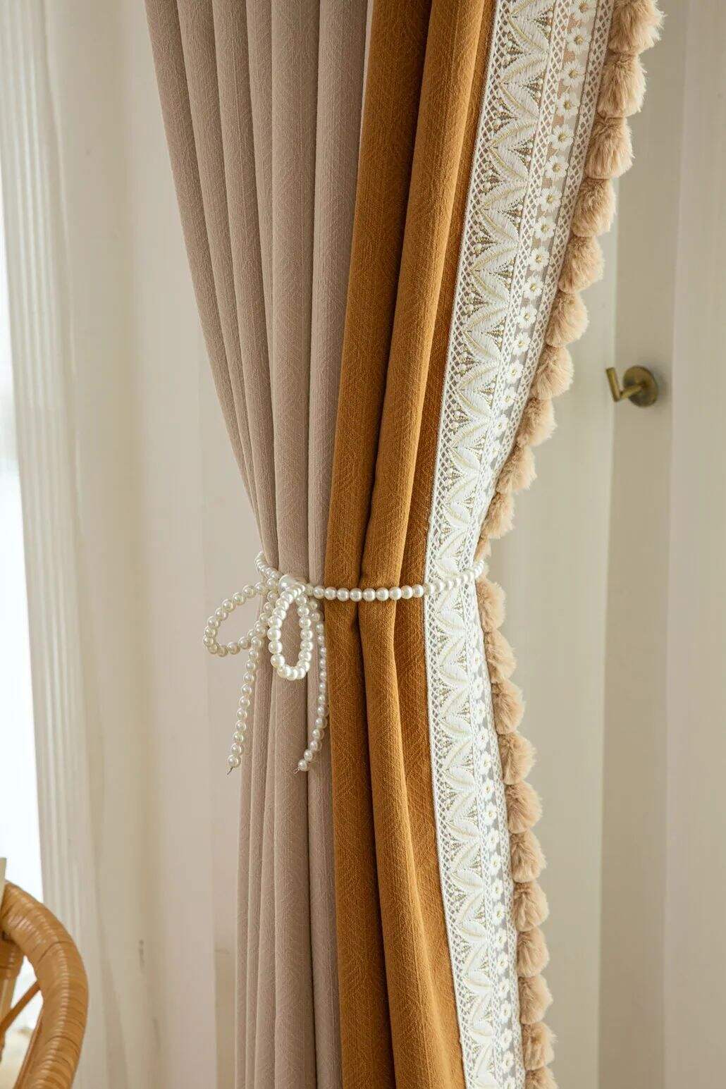 Foulola News:SFL2216# Luxury Jacquard Linen Style Curtain Fabric details
