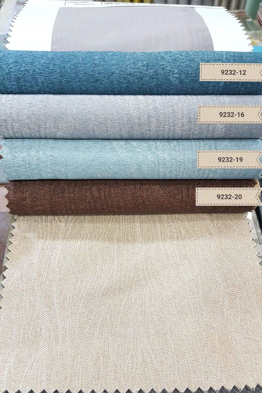 76 Foulola News: 2.8m DY/34# Series, Embossed Linen Style Blackout manufacture