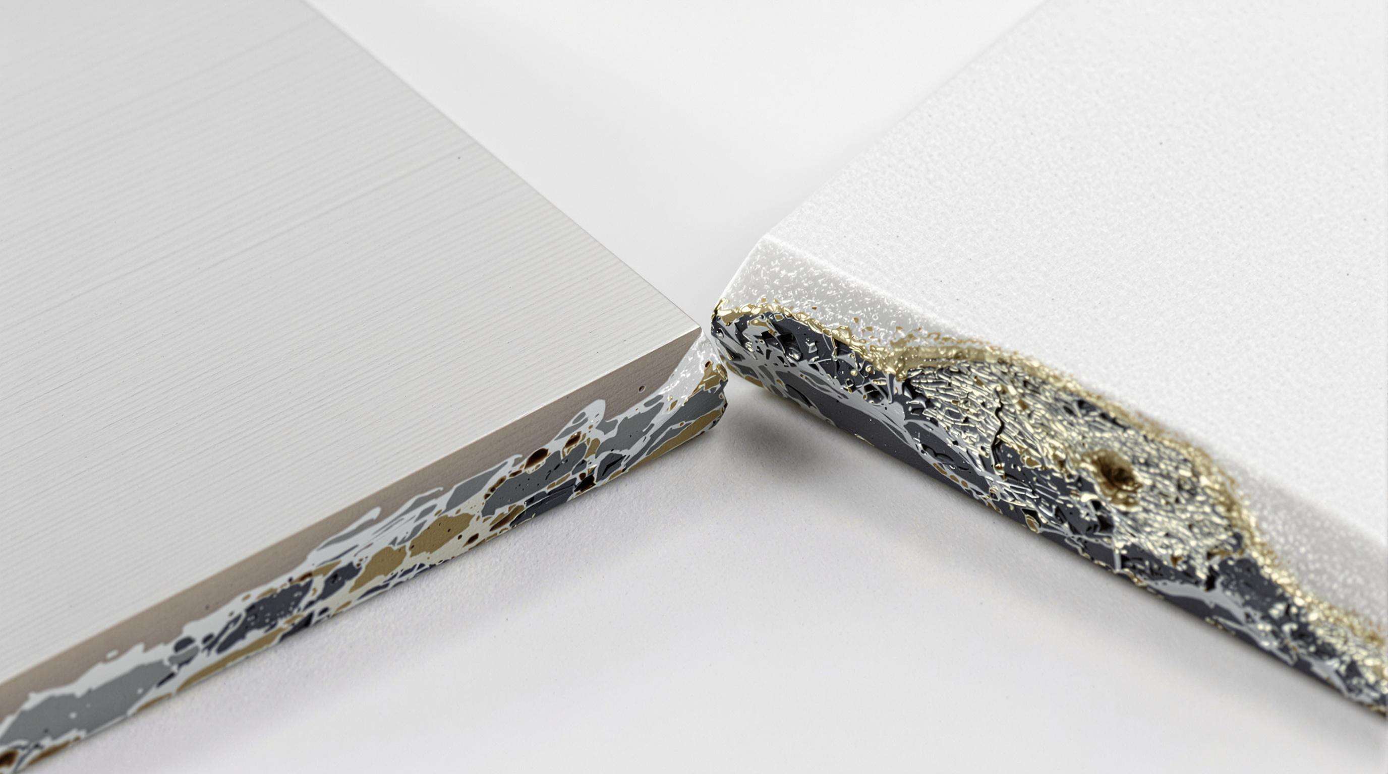 Detailed comparison between annealed metal marking and ablated plastic with charred edge