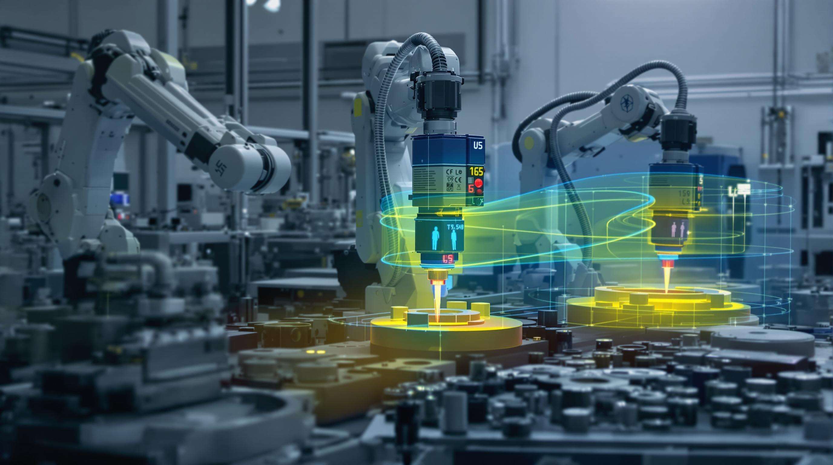 Robotic arms using different laser marking machines with thermal effects and precision highlighted