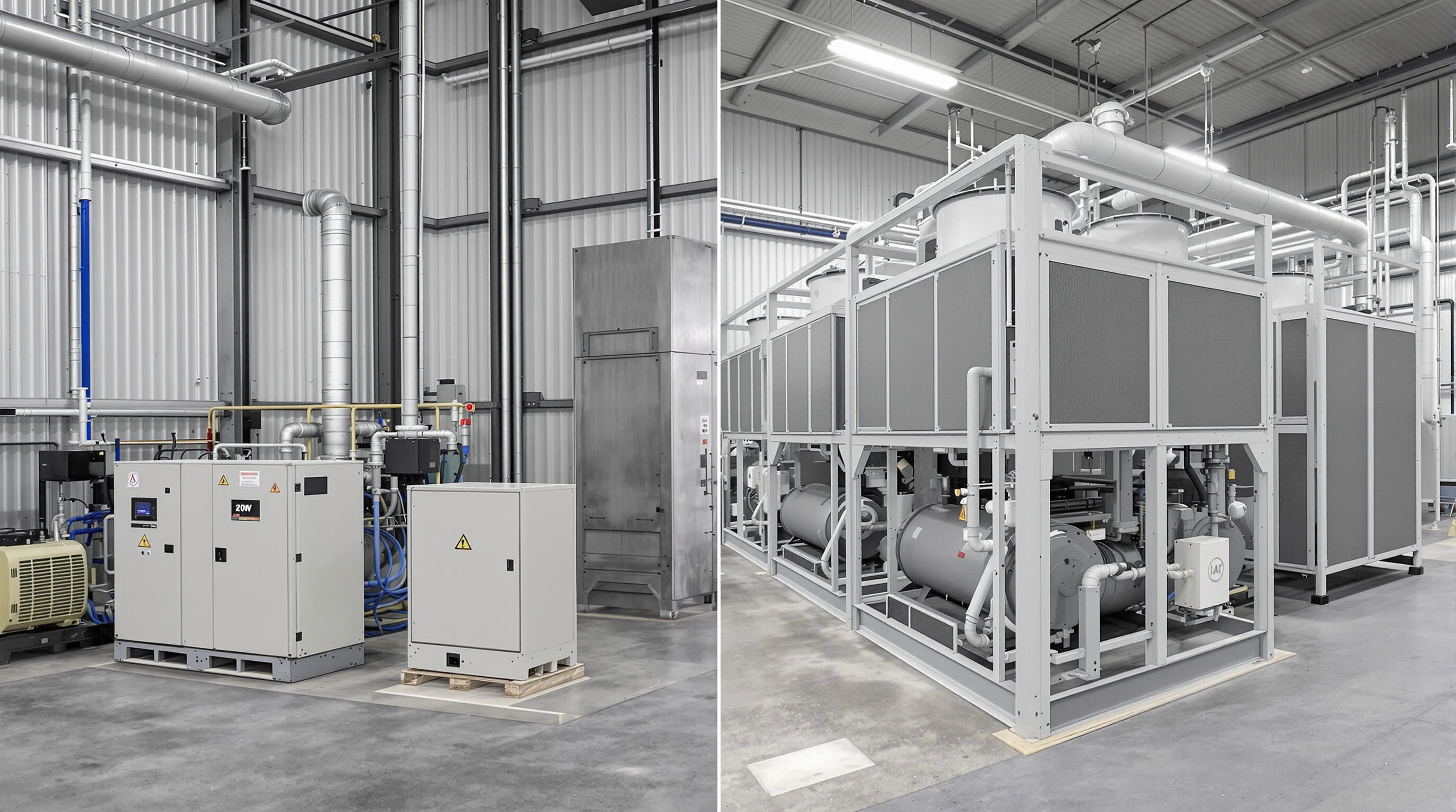 Portable and stationary chillers displayed side by side emphasizing their differences