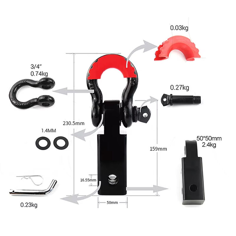 Heavy Duty 2'' 4*4 Carbon Steel Carton Trailer Tow Hook Bar 3/4'' D Ring for Car Shackle Hitch Receiver for Connecting Trailers details